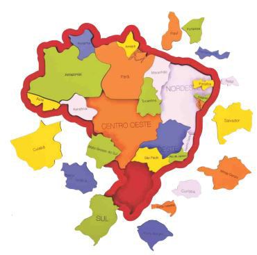 Quebra Cabeça Mapa do Brasil  em madeira