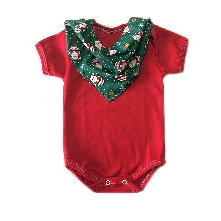 Conjunto de body vermelho e bandana natal Papai Noel