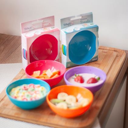 Kit de 4 tigelas bowls 300ml para alimentação do bebê - Azul