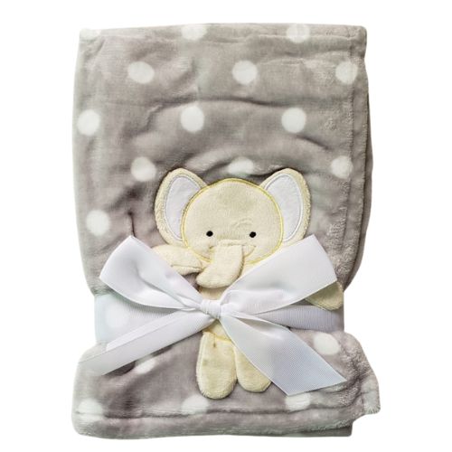 Manta cobertor para bebê - Elefantinho Poá Cinza