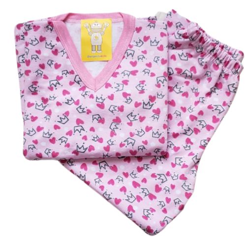 Pijama Infantil Flanelado - 4 ao 8 - Coroas