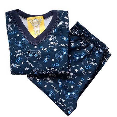 Pijama Infantil Flanelado - 4 ao 8 - Gamer