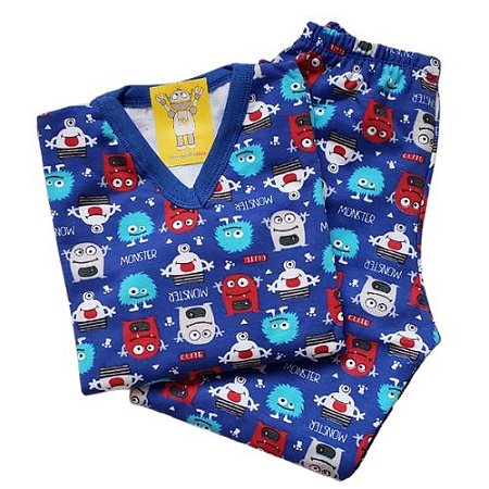 Pijama Infantil Flanelado - 1 ao 3 - Monsters