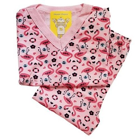 Pijama Infantil Flanelado - 1 ao 3 - Flamingos