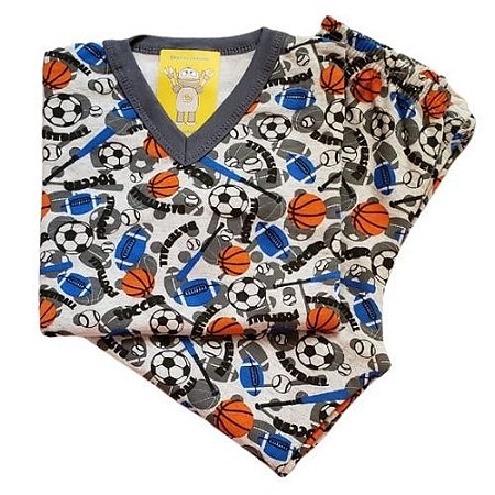 Pijama Infantil Flanelado - 4 ao 8 - Esportes