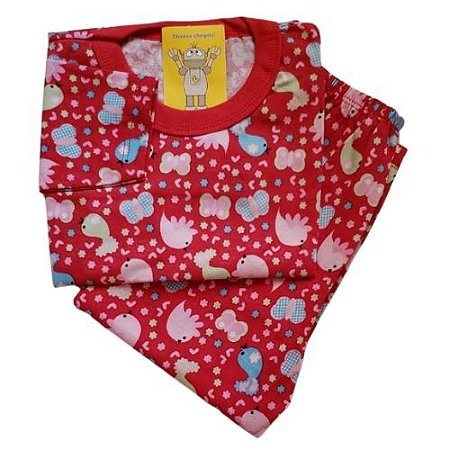 Pijama Infantil Malha 100% Algodão - 1 ao 3 - Passarinho