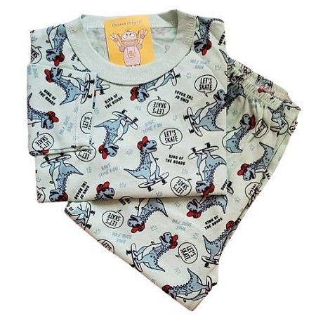 Pijama Infantil Malha 100% Algodão - 1 ao 3 - Dino Radical