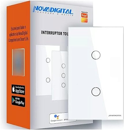 Interruptor Zigbee Touch 2 Teclas Google Tuya Alexa
