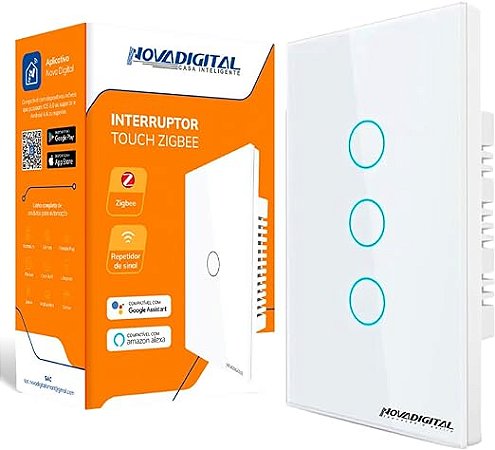 Interruptor Zigbee Touch 3 Teclas Google Tuya Alexa