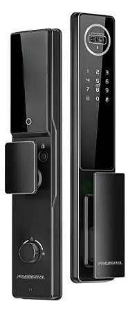 Fechadura Inteligente WiFi Novadigital com Câmera Biometria Face ID Visor Tuya Smart Life SL-IDE Elite Bateria Recarregável Preta