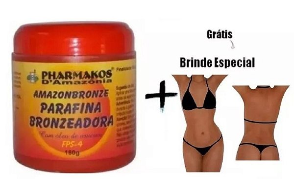 Parafina Bronzeadora - Amazonbronze - Pharmakos - 180g Brinde Biquíni