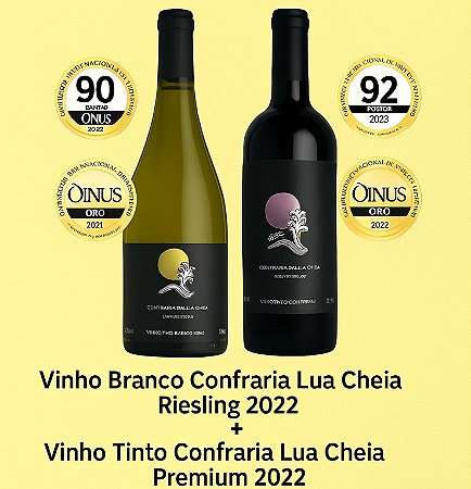 2 Vinhos - Confraria Lua Cheia Premium Tinto 2022 e Confraria Lua Cheia Riesling Branco Seco 2022