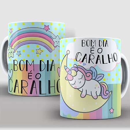 Caneca Porcelana Unicórnio Indelicado - Bom dia