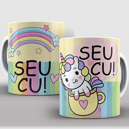 Caneca Porcelana Unicórnio Indelicado - Seu C*