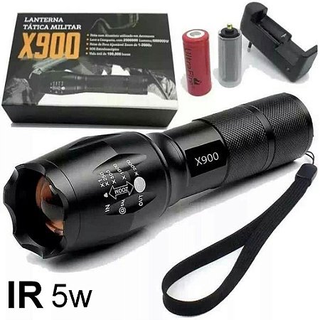 Lanterna X900 IR infravermelho 5w para visão noturna.