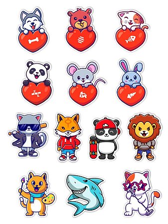 Ímãs Decorativos Animais Set C - Pet Zoo - 13 unidades