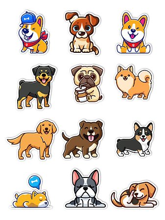 Ímãs Decorativos Cachorro Set B - Pet Dog - 12 unidades