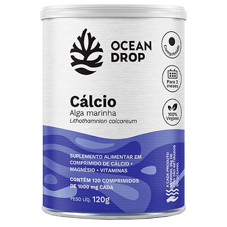 Cálcio de Alga Marinha (120 comprimidos) - Ocean Drop
