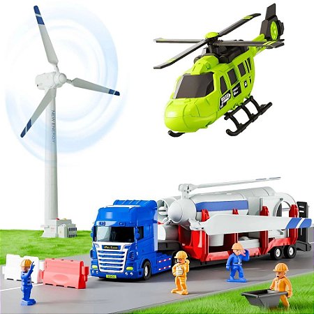 Conjunto Gerador Eólico, Helicóptero e Veículo de Transporte
