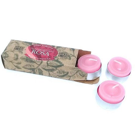 Velas Aromáticas Rosa 20 g. Embalagem com 3 Velas