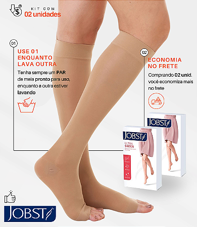 Kit 02 unid - Meia Jobst Ultra Sheer 20-30 mmHg, 3/4, Cor: Natural