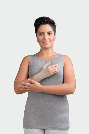 Luva Juzo Classic Seamless, 20-30 mmHg, meio-polegar, Bege
