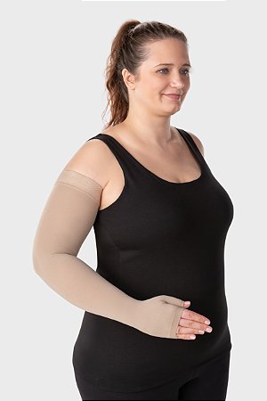 Braçadeira Juzo Classic Seamless, 30-40 mmHg, meio-polegar, com borda, Bege