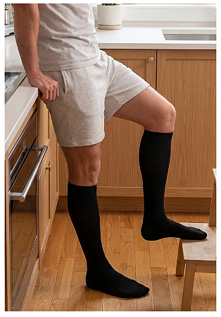 Meia Sigvaris Select Comfort, 20-30 mmHg, 3/4 Panturrilha, Cor: Preto