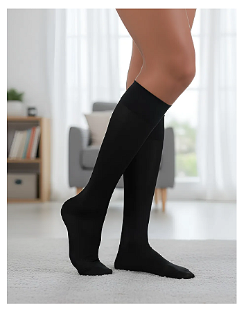 Meia Venosan Legline, 20-30 mmHg, 3/4 Panturrilha, Cor: Preto
