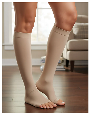 Meia Sigvaris Select Comfort, 30-40 mmHg, 3/4 Panturrilha Cor: Bege