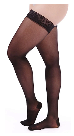 Meia Sigvaris Ever Sheer 20-30 mmHg, 7/8 Meia Coxa - Preto