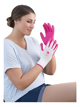 Luvas Texturizadas Medi Cor: Branco e Rosa