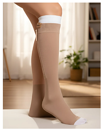 Meia Venosan, Ulcercomfort com Ziper, 30-45 mmHg, Cor: Bege