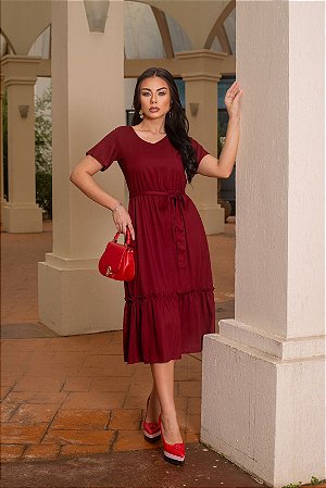 Vestido Lorena em Viscolinho Fagian Cherry