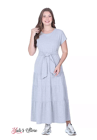 Vestido Claudiene confeccionado em moletinho e ribana Cinza Hapuk ref:061842