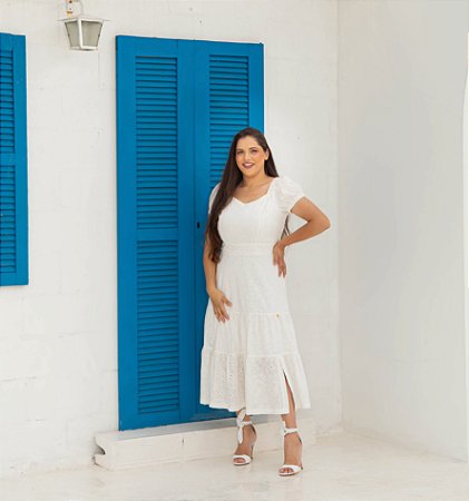 VESTIDO EM LAISE  CANNES (BRANCO) VALENTINA SIRRAH