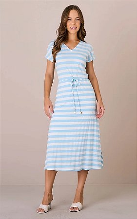Vestido Mídi Solta na Malha Viscolycra Priscila  Azul - Tatá Martello