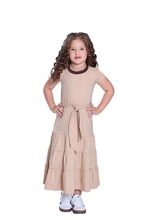 Vestido Taiany em Malha Infantil Hapuk Caqui