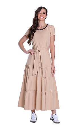 Vestido Gislaine em Malha Hapuk Caqui