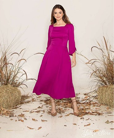 VESTIDO ICARAÍ FÚCSIA VALENTINA SIRRAH