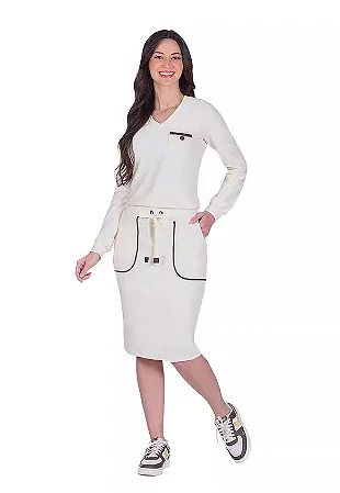 Conjunto em malha Texturizada Amabylle Hapuk Off white