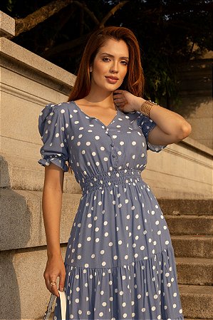 Vestido em Viscolinho Joyce Azul