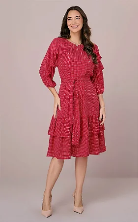 Vestido Curto no Crepe com Babados Larissa - Tata Martello