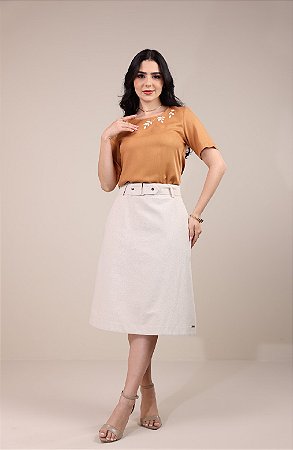 Blusa em Viscose Sarjada Marcia Bordada Jana Marçal