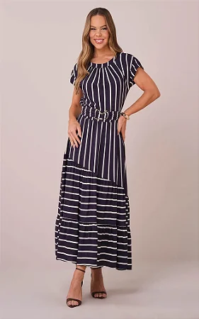 Vestido Maxi Midi na Viscose com Saia Assimétrica Silvia - Tata Martello