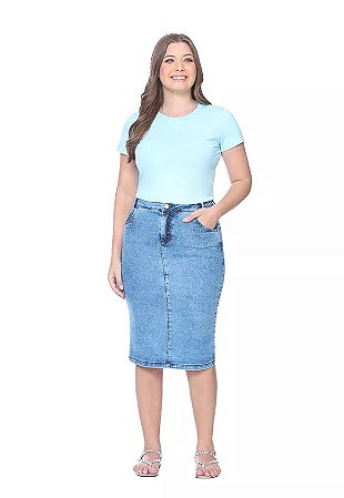 Blusa em algodão pima Luiza Azul - Hapuk