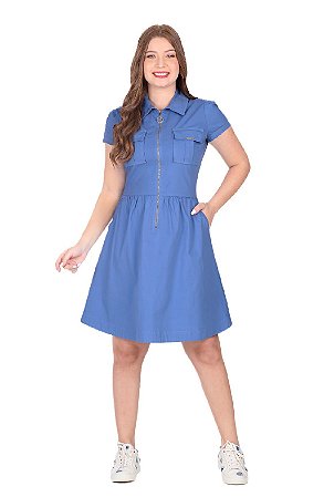 Vestido Em Jeans Color Léia Azul Hapuk