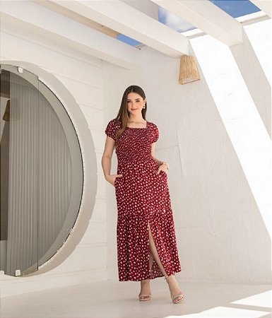 Vestido em Viscolinho Maricá Bordo Valentina Sirrah