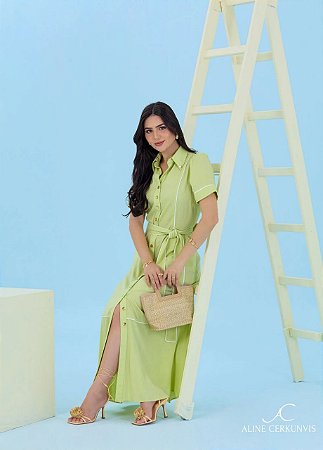 Vestido Chemise Heloisa Verde Aline Cerkunvis