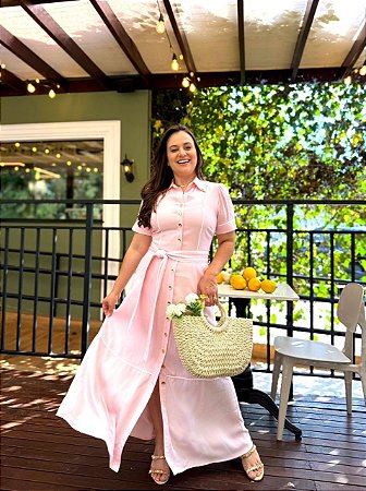 Vestido Chemise Heloisa Rosa Aline Cerkunvis